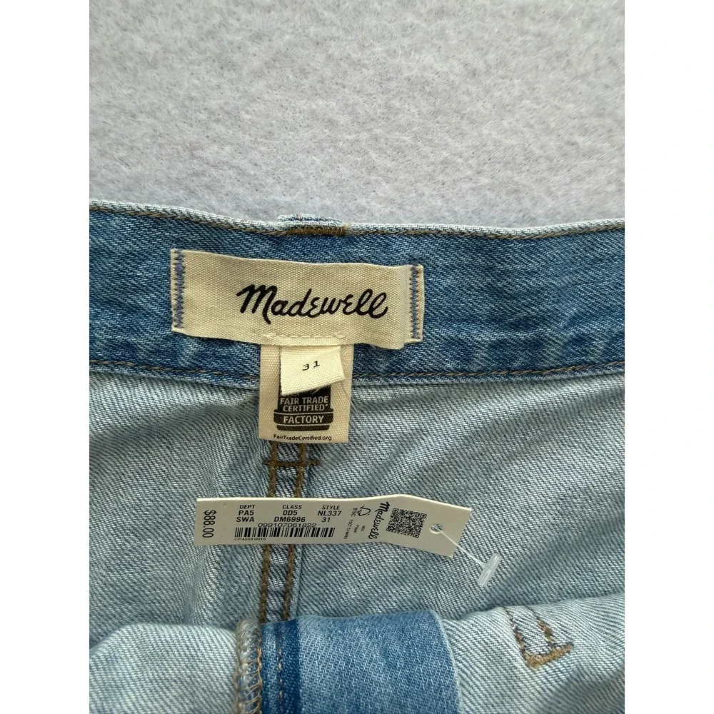 Madewell Pleated Denim Mini Skirt Light Indigo Blue Cotton Size‎ 31 NWT